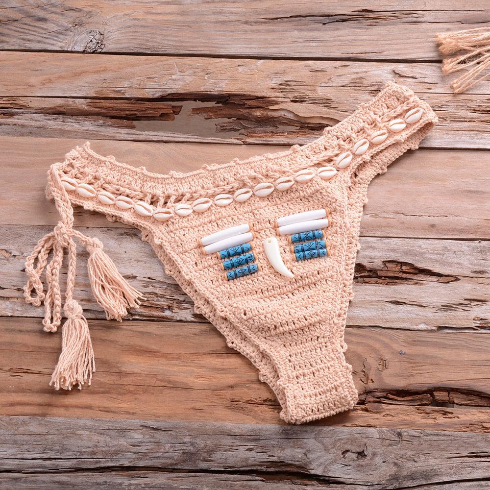 Vintage Blue Bikinis 2 Piece Halter Bikini Set Women High Waist Sequin Swimsuit  Set Handmade Crochet High Quality Swimsuit Women Push Up Swimwear Knitted Beach Wear Bathing Suit