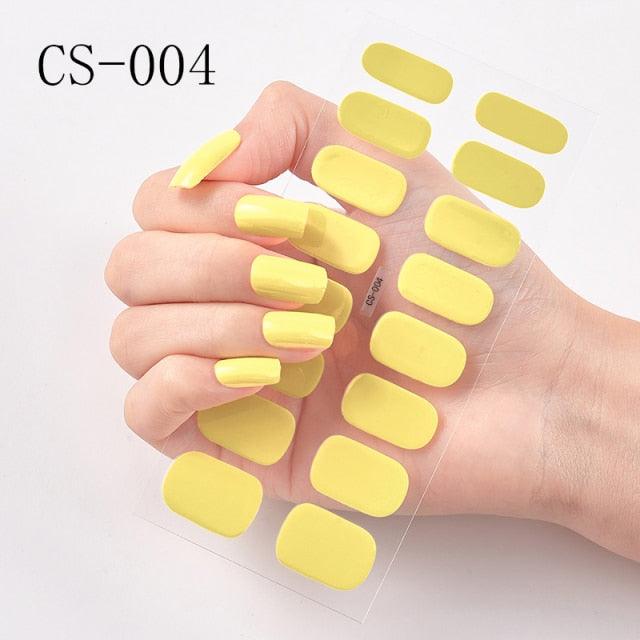 Nail Art Full Cover Self Adhesive Stickers Polish Foils Tips Wraps Solid color Shiny Nail Decals Manicure 3D Nail Art Stickers Decal Slider Template Diy Nail Tool Decorations Nail Art Design Self Adhesive Luxury Designer Nail Sticker