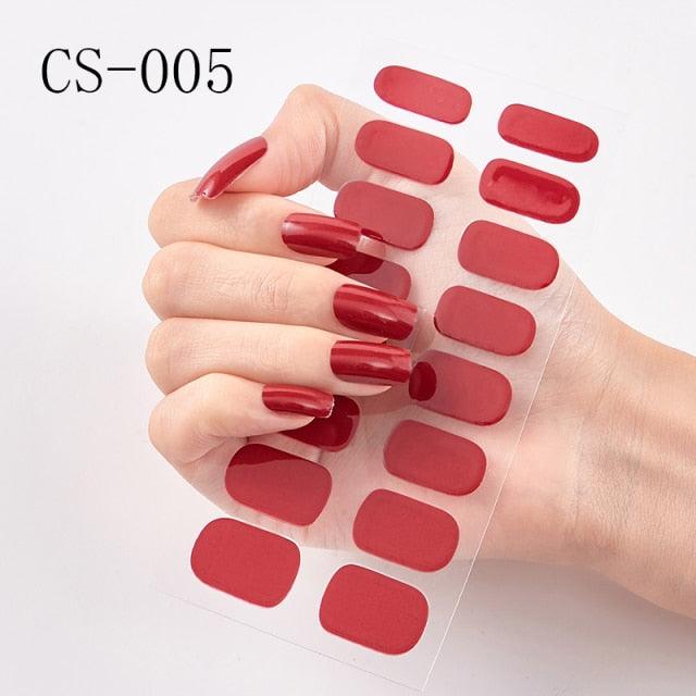 Nail Art Full Cover Self Adhesive Stickers Polish Foils Tips Wraps Solid color Shiny Nail Decals Manicure 3D Nail Art Stickers Decal Slider Template Diy Nail Tool Decorations Nail Art Design Self Adhesive Luxury Designer Nail Sticker