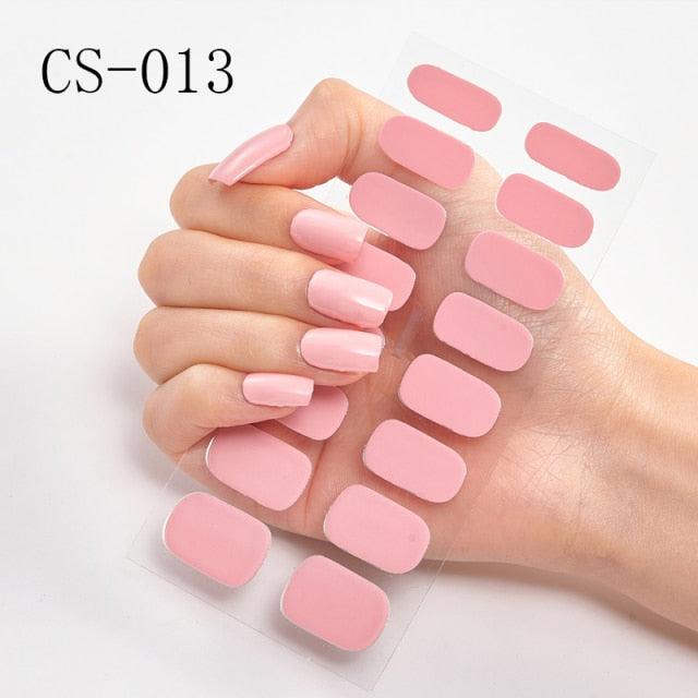 Nail Art Full Cover Self Adhesive Stickers Polish Foils Tips Wraps Solid color Shiny Nail Decals Manicure 3D Nail Art Stickers Decal Slider Template Diy Nail Tool Decorations Nail Art Design Self Adhesive Luxury Designer Nail Sticker