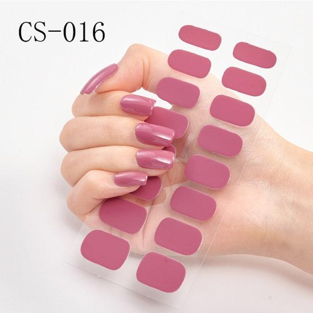 Nail Art Full Cover Self Adhesive Stickers Polish Foils Tips Wraps Solid color Shiny Nail Decals Manicure 3D Nail Art Stickers Decal Slider Template Diy Nail Tool Decorations Nail Art Design Self Adhesive Luxury Designer Nail Sticker