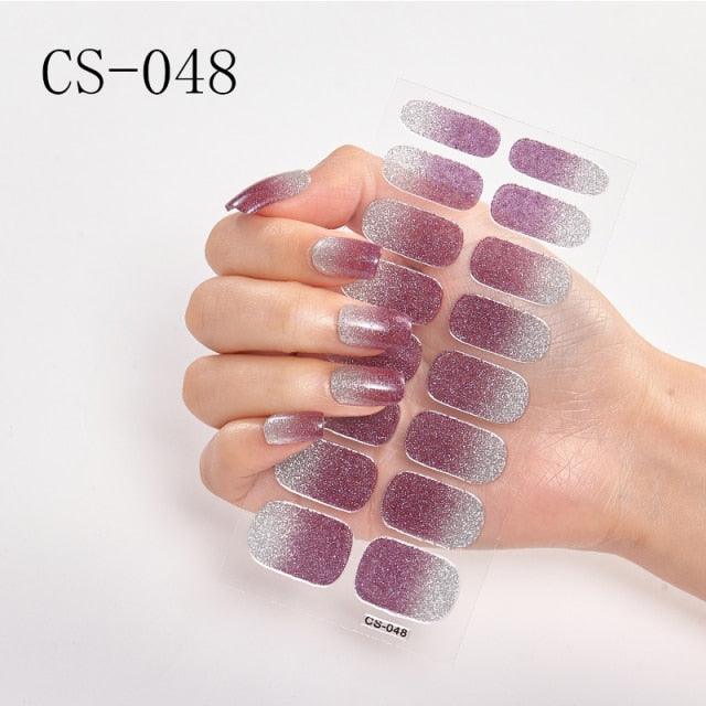 Nail Art Full Cover Self Adhesive Stickers Polish Foils Tips Wraps Solid color Shiny Nail Decals Manicure 3D Nail Art Stickers Decal Slider Template Diy Nail Tool Decorations Nail Art Design Self Adhesive Luxury Designer Nail Sticker