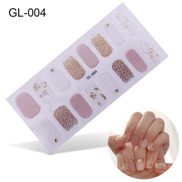 Nail Art Full Cover Self Adhesive Stickers Polish Foils Tips Wraps Solid color Shiny Nail Decals Manicure 3D Nail Art Stickers Decal Slider Template Diy Nail Tool Decorations Nail Art Design Self Adhesive Luxury Designer Nail Sticker