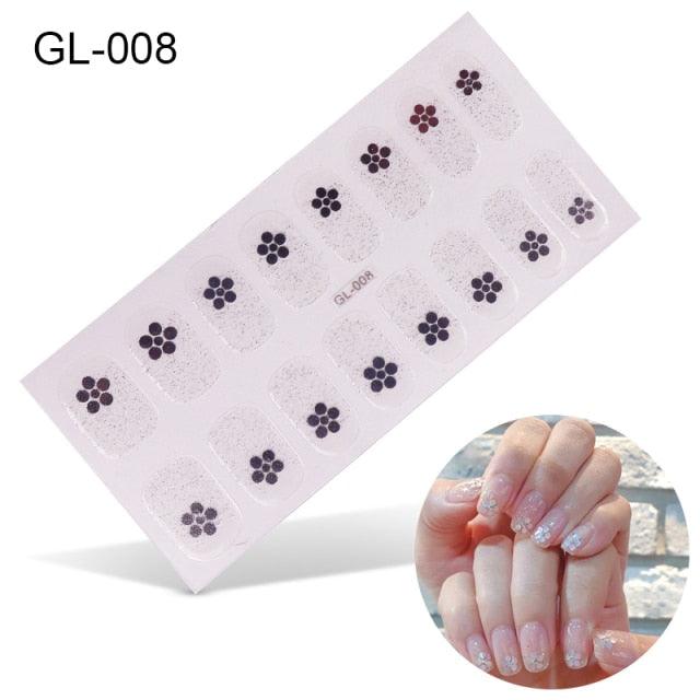 Nail Art Full Cover Self Adhesive Stickers Polish Foils Tips Wraps Solid color Shiny Nail Decals Manicure 3D Nail Art Stickers Decal Slider Template Diy Nail Tool Decorations Nail Art Design Self Adhesive Luxury Designer Nail Sticker