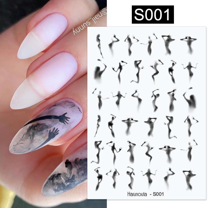 3D Nail Stickers Decals Ink Watermark Spring Summer Black Lines Flower Leaf Tree For Manicures Nail Art Decoration Nail Art Stickers Decor Tip Transfer Nail Decals Sticker For Pretty Girl Self-Adhesive Nail Decals Designer Nail Stickers for Acrylic