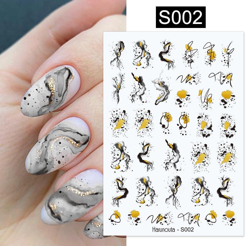 3D Nail Stickers Decals Ink Watermark Spring Summer Black Lines Flower Leaf Tree For Manicures Nail Art Decoration Nail Art Stickers Decor Tip Transfer Nail Decals Sticker For Pretty Girl Self-Adhesive Nail Decals Designer Nail Stickers for Acrylic