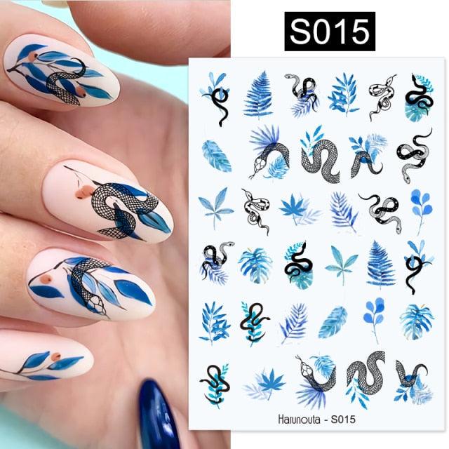 3D Nail Stickers Decals Ink Watermark Spring Summer Black Lines Flower Leaf Tree For Manicures Nail Art Decoration Nail Art Stickers Decor Tip Transfer Nail Decals Sticker For Pretty Girl Self-Adhesive Nail Decals Designer Nail Stickers for Acrylic