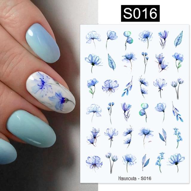 3D Nail Stickers Decals Ink Watermark Spring Summer Black Lines Flower Leaf Tree For Manicures Nail Art Decoration Nail Art Stickers Decor Tip Transfer Nail Decals Sticker For Pretty Girl Self-Adhesive Nail Decals Designer Nail Stickers for Acrylic