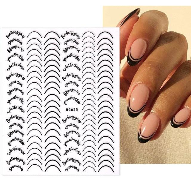 3D Nail Stickers Decals Ink Watermark Spring Summer Black Lines Flower Leaf Tree For Manicures Nail Art Decoration Nail Art Stickers Decor Tip Transfer Nail Decals Sticker For Pretty Girl Self-Adhesive Nail Decals Designer Nail Stickers for Acrylic