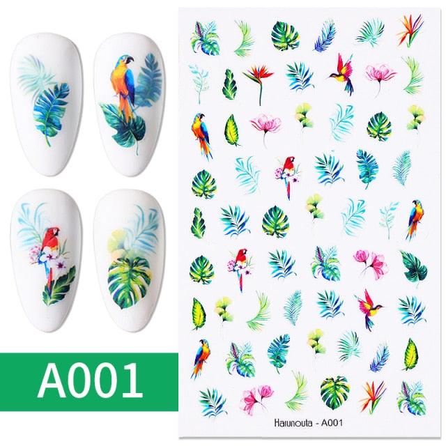 3D Nail Stickers Decals Ink Watermark Spring Summer Black Lines Flower Leaf Tree For Manicures Nail Art Decoration Nail Art Stickers Decor Tip Transfer Nail Decals Sticker For Pretty Girl Self-Adhesive Nail Decals Designer Nail Stickers for Acrylic