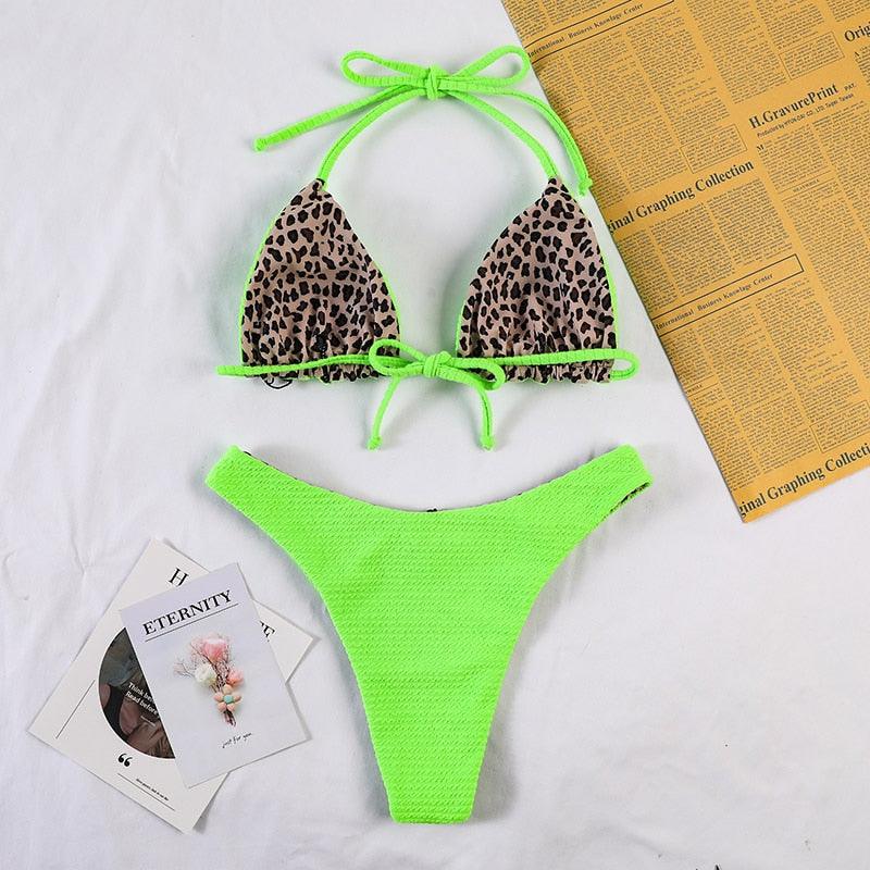 Bikinis Micro Adjustable Swimwear Women Summer Bikini Set Modern Colorful Print Beach Wear Women's Comfortable Swimsuit Knotted String Triangle Bikini Tie Side High Cut Bikini Set