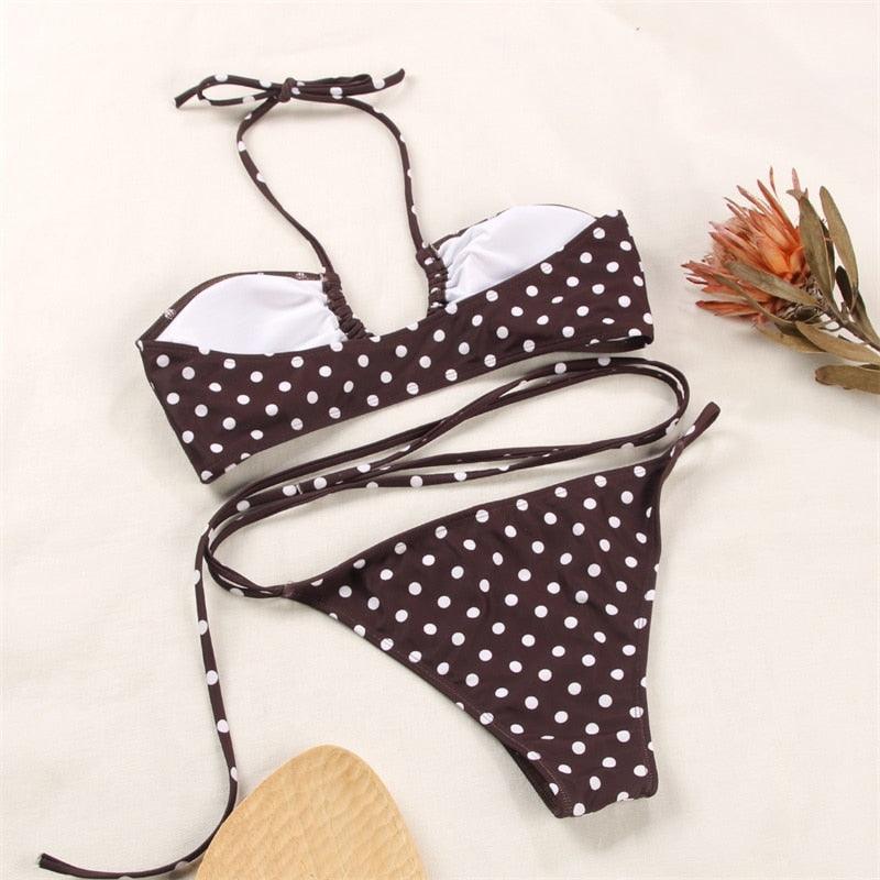 Bikinis Micro Adjustable Swimwear Women Summer Bikini Set Modern Colorful Print Beach Wear Women's Comfortable Swimsuit Knotted String Triangle Bikini Tie Side High Cut Bikini Set