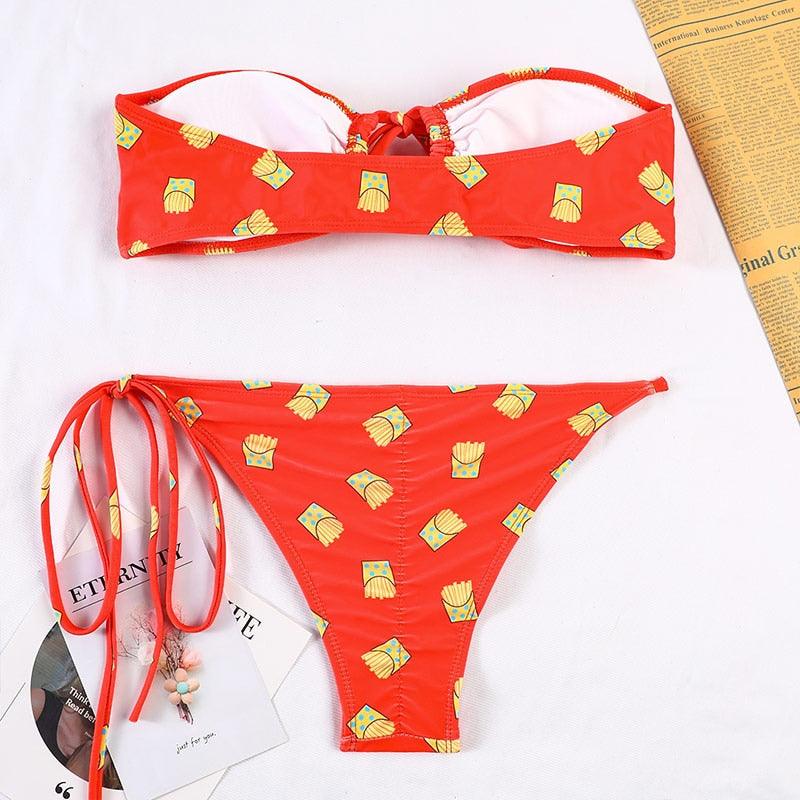 Bikinis Micro Adjustable Swimwear Women Summer Bikini Set Modern Colorful Print Beach Wear Women's Comfortable Swimsuit Knotted String Triangle Bikini Tie Side High Cut Bikini Set