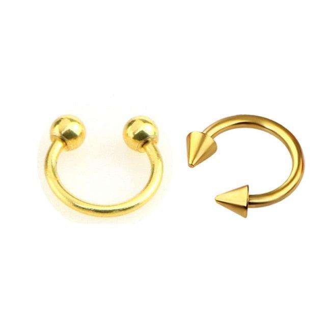 2Pcs Stainless Steel Cone Spike Horseshoe Circular Septum Nose Ring Nipple Hoops Nose Septum Eyebrow Horseshoe Fake Nose Ring C Clip Septum Lip Stainless Steel Piercing Piercing Surgical Steel Horseshoe Circular Rings Ear Piercing Body Jewelry