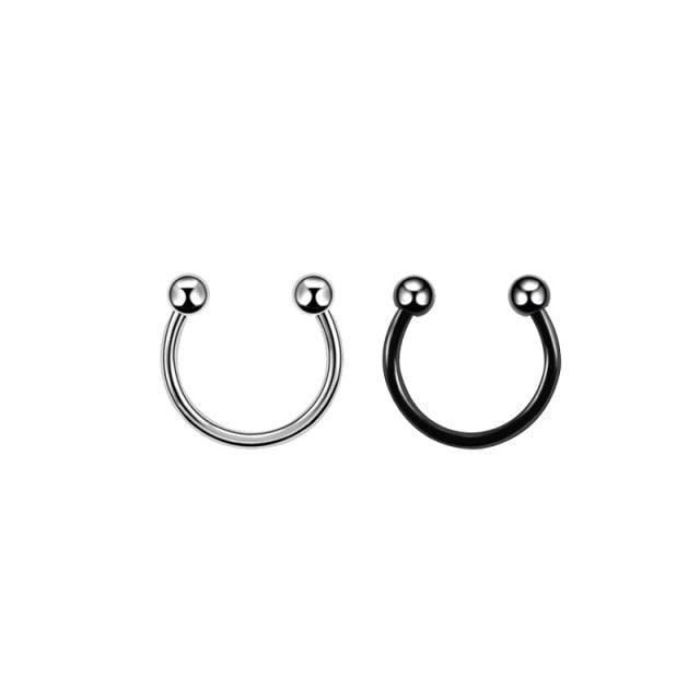 2Pcs Stainless Steel Cone Spike Horseshoe Circular Septum Nose Ring Nipple Hoops Nose Septum Eyebrow Horseshoe Fake Nose Ring C Clip Septum Lip Stainless Steel Piercing Piercing Surgical Steel Horseshoe Circular Rings Ear Piercing Body Jewelry