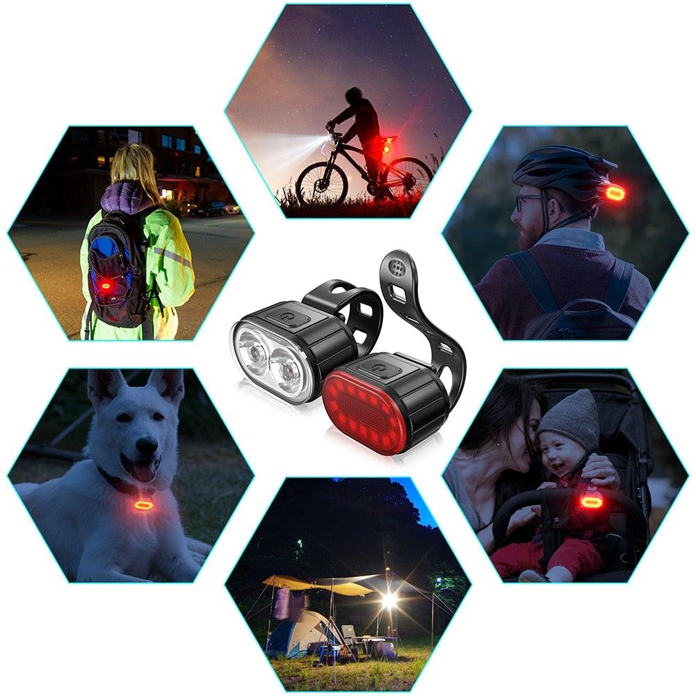 2PCS LED Bike Light Bicycle Front Rear lights USB Charge Headlight Cycling Taillight Bicycle Super Bright Front And Back Bicycle Lights USB Rechargeable Durable Waterproof Mountain Helmet Road Night Riding For Bike