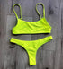 Neon Yellow Green Swimsuit Women Push Up Padded Micro Bikini Summer Beach Bathing Suit Beach Swimwear  Women's Scoop Neck Cut Out Front Lace Up Back High Cut One Piece Swimsuit