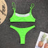 Neon Yellow Green Swimsuit Women Push Up Padded Micro Bikini Summer Beach Bathing Suit Beach Swimwear  Women's Scoop Neck Cut Out Front Lace Up Back High Cut One Piece Swimsuit