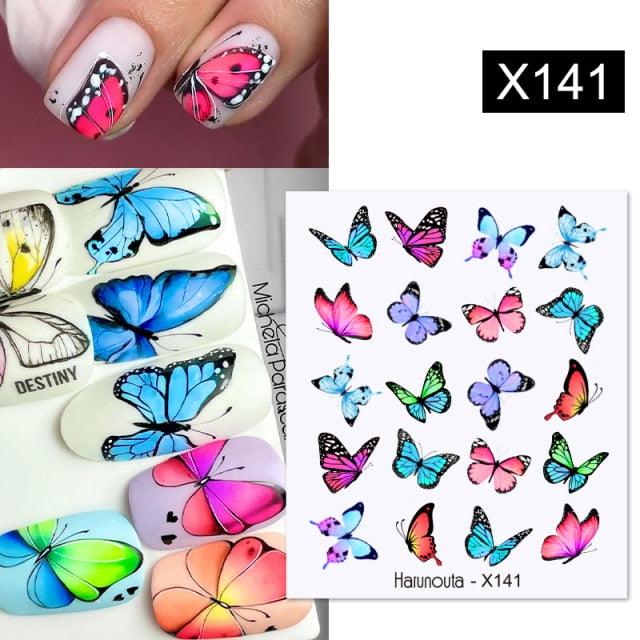 Black Lines Flower Leaves Water Decals Stickers Floral Face Marble Pattern Slider For Nails Summer Nail Art Decoration Summer Stickers on Nails Simple Summer Slider for Manicure Nail Art Watermark Manicure Decor