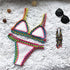 Handmade Women Bikini Crochet Knit Swimwear Halter Patchwork Bathing Suit Women's Swimsuit Strappy Side 2 Piece Bikini Set Triangle Beach Swimwear