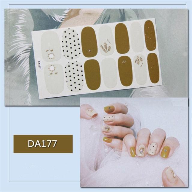 Nail Wraps Polish Decals Strips Golden Glitter 3D Adhesive Full Nail Art Stickers Manicure Kits Women Nail Decorations Accessories Metal Curve Stripe Lines Design Letter Nail Sticker Adhesive Decoration Template Nail Tool Decorations