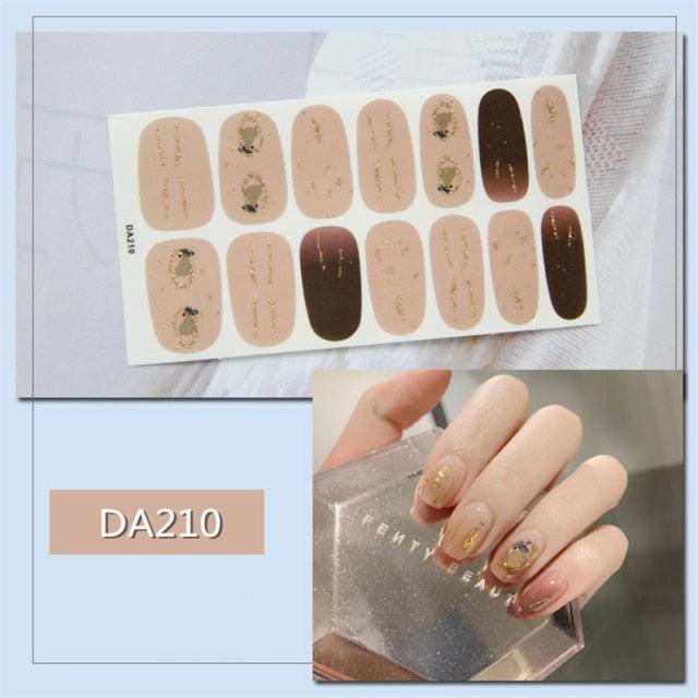 Nail Wraps Polish Decals Strips Golden Glitter 3D Adhesive Full Nail Art Stickers Manicure Kits Women Nail Decorations Accessories Metal Curve Stripe Lines Design Letter Nail Sticker Adhesive Decoration Template Nail Tool Decorations