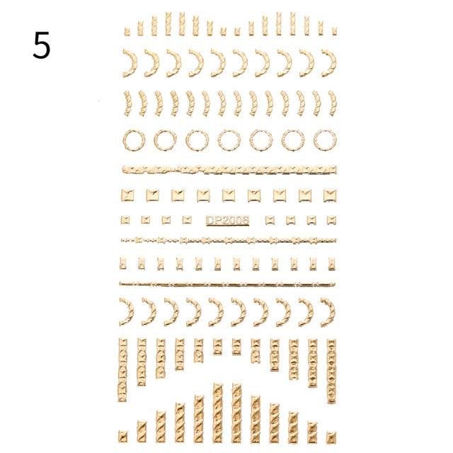 Black White 3D Nail Stickers Metal Gold Silver Geometric Tassel Strip Line Adhesive Transfer Decals Nail Art Design  Gold Silver Metal Nail Sticker  Metallic Curve Strip Line Nail Decal Self-Adhesive 3D Wave Design Nail Tips Decorations Manicure for Women