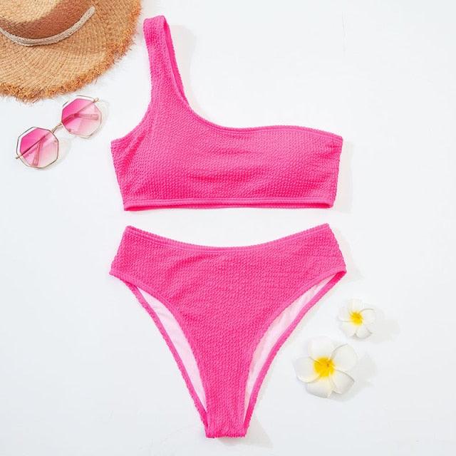 Women One-Shoulder Bikini Swimsuit Women Push Up Swimwear Women's Bathing Suit Comfortable Bikini Ribbed Two Piece Swimsuit Bikini Set Summer Bathing Suit Beach Wear Swimming Suit - ALLURELATION - 519, Beach bikini, Beach Wear, bikini, Bikini Swimsuit, classic bikini, comfortable bikini, Fashion bikini, Modern bikini, new design bikini, Push Up Swimwear, retro bikini, Ribbed bikini, Solid Bikini, stylish bikini, Summer bikini, swimwear, Two Piece Swimsuit, Women bikini, Women's Bathing Suit - Stevvex.com