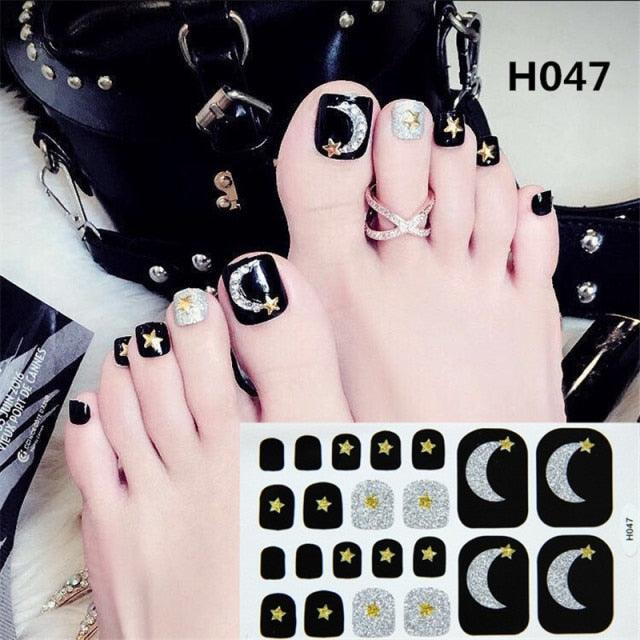 Toe Nail Sticker Wraps Adhesive Decals Toenail Polish Strips DIY Pedicure Foot Decals Manicure Strips Decals Full Wraps Women Glitter Toenail Nail Polish Strips Decals Full Wraps Self Adhesive Toe Nail Tip Full Toe Nail Wraps Feet Decorations