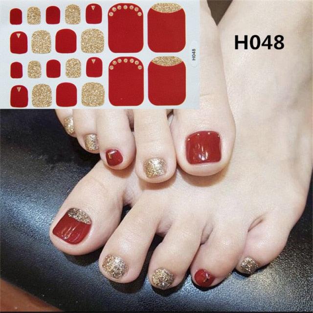 Toe Nail Sticker Wraps Adhesive Decals Toenail Polish Strips DIY Pedicure Foot Decals Manicure Strips Decals Full Wraps Women Glitter Toenail Nail Polish Strips Decals Full Wraps Self Adhesive Toe Nail Tip Full Toe Nail Wraps Feet Decorations