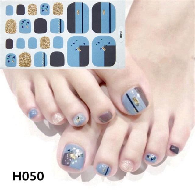 Toe Nail Sticker Wraps Adhesive Decals Toenail Polish Strips DIY Pedicure Foot Decals Manicure Strips Decals Full Wraps Women Glitter Toenail Nail Polish Strips Decals Full Wraps Self Adhesive Toe Nail Tip Full Toe Nail Wraps Feet Decorations