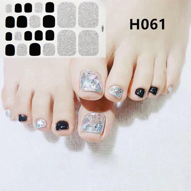 Toe Nail Sticker Wraps Adhesive Decals Toenail Polish Strips DIY Pedicure Foot Decals Manicure Strips Decals Full Wraps Women Glitter Toenail Nail Polish Strips Decals Full Wraps Self Adhesive Toe Nail Tip Full Toe Nail Wraps Feet Decorations