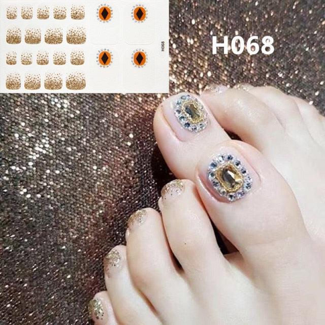 Toe Nail Sticker Wraps Adhesive Decals Toenail Polish Strips DIY Pedicure Foot Decals Manicure Strips Decals Full Wraps Women Glitter Toenail Nail Polish Strips Decals Full Wraps Self Adhesive Toe Nail Tip Full Toe Nail Wraps Feet Decorations