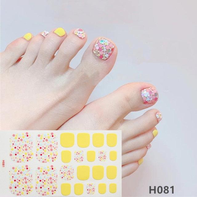 Toe Nail Sticker Wraps Adhesive Decals Toenail Polish Strips DIY Pedicure Foot Decals Manicure Strips Decals Full Wraps Women Glitter Toenail Nail Polish Strips Decals Full Wraps Self Adhesive Toe Nail Tip Full Toe Nail Wraps Feet Decorations