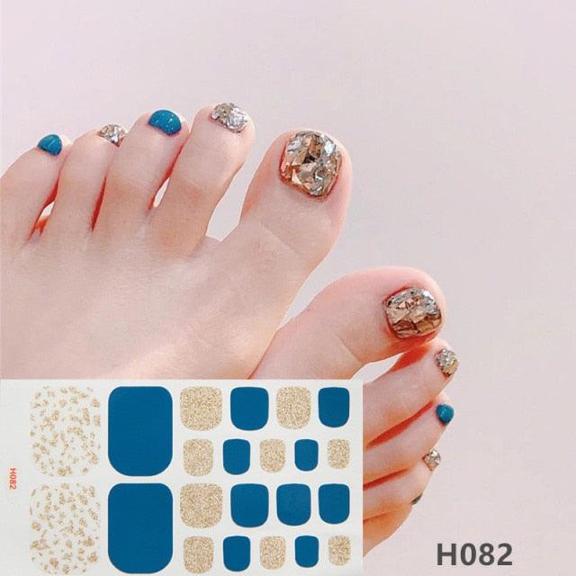 Toe Nail Sticker Wraps Adhesive Decals Toenail Polish Strips DIY Pedicure Foot Decals Manicure Strips Decals Full Wraps Women Glitter Toenail Nail Polish Strips Decals Full Wraps Self Adhesive Toe Nail Tip Full Toe Nail Wraps Feet Decorations