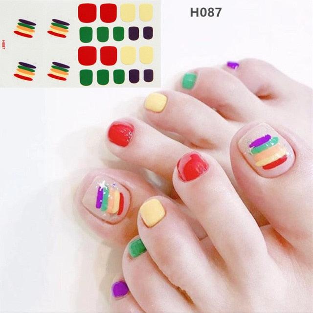 Toe Nail Sticker Wraps Adhesive Decals Toenail Polish Strips DIY Pedicure Foot Decals Manicure Strips Decals Full Wraps Women Glitter Toenail Nail Polish Strips Decals Full Wraps Self Adhesive Toe Nail Tip Full Toe Nail Wraps Feet Decorations