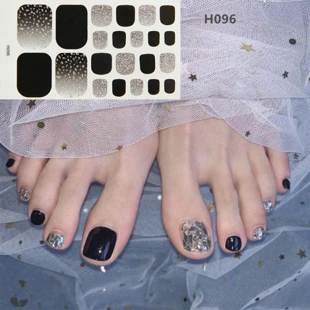 Toe Nail Sticker Wraps Adhesive Decals Toenail Polish Strips DIY Pedicure Foot Decals Manicure Strips Decals Full Wraps Women Glitter Toenail Nail Polish Strips Decals Full Wraps Self Adhesive Toe Nail Tip Full Toe Nail Wraps Feet Decorations