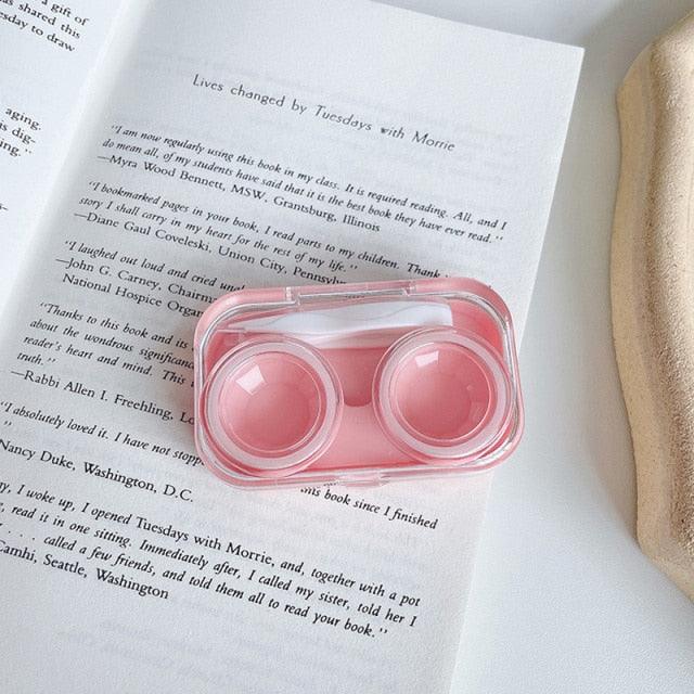 Rabbit Contact Lens Case Plastic Hard Contact Lenses Box Cute Eyeglass Case Lens Container Christmas Gift Mini Contact Lenses Soak Storage Kit With Tweezer Lens Remover And Inserter Tool Double-Desk Design