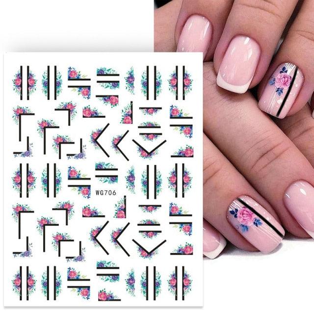 3D Nails Sticker Spring Cartoon Animals Flowers Leaves Self Adhesive Decals Sliders Nail Art Accessories Decoration Decal Self-Adhesive 3D Wave Design Decoration for Women Girls Tape Nail Art Stickers Decal Decoration