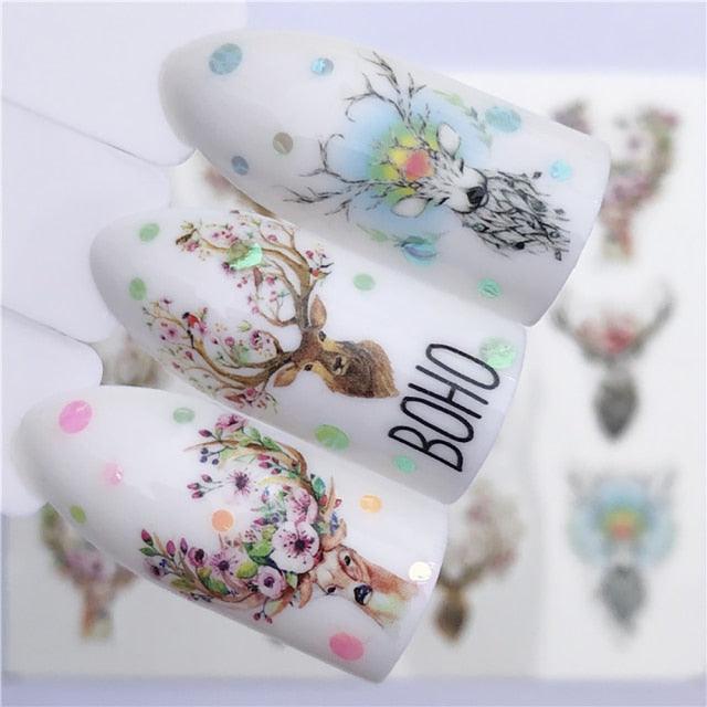 Sliders For Nails Winter Nail Stickers Elk Wolf Animal Sticker Figure Art Transfer Flowers Butterflies Watermark Water Slider Art Nail Stickers Sexy Girl Designs Comics Water Transfer Decals Manicure Lips Nail Art Decorations Slider Nail Art Stickers