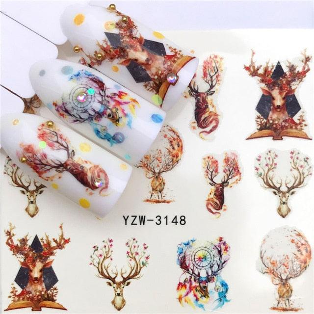 Sliders For Nails Winter Nail Stickers Elk Wolf Animal Sticker Figure Art Transfer Flowers Butterflies Watermark Water Slider Art Nail Stickers Sexy Girl Designs Comics Water Transfer Decals Manicure Lips Nail Art Decorations Slider Nail Art Stickers