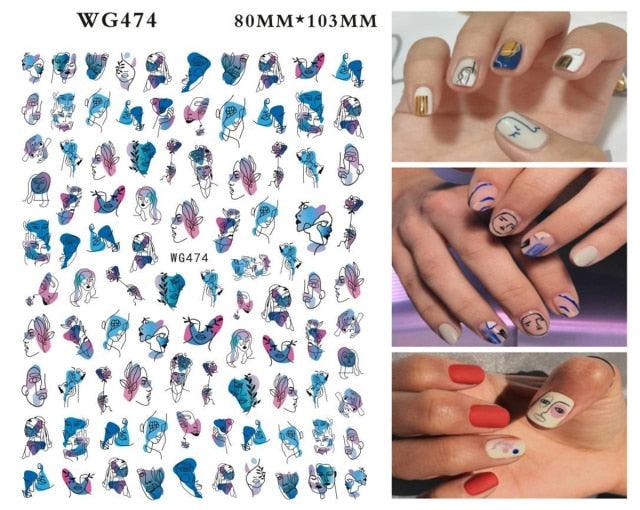 Leaf With Lines Nails Sticker Designer Fruit Nail Art 3D Decals Acrylic Designs Self Adhesive Manicure Slider Stickers Glitter Decals Love Nail Sequins Laser Heart Nail Supplies Sparkle Nail Accessories Star Accessories Heart Nail Art