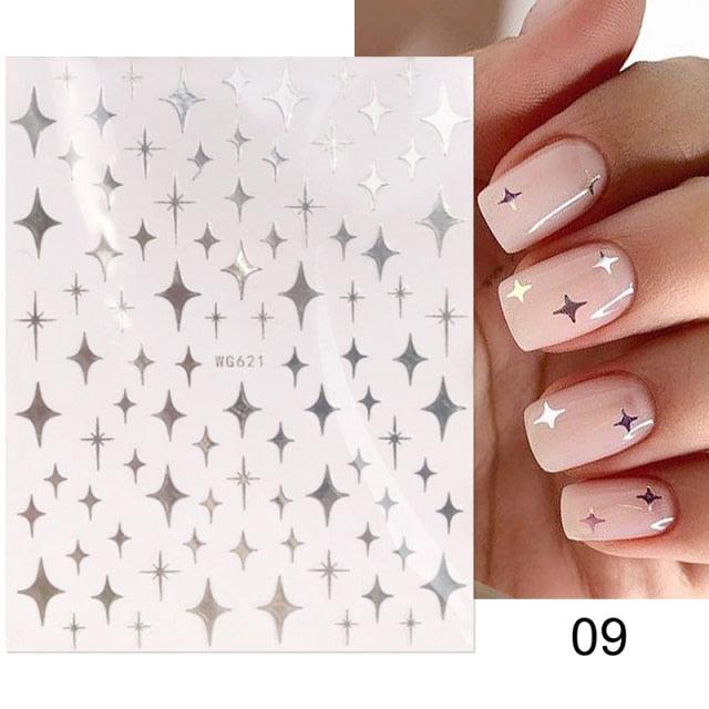 Rose Gold Star 3D Nail Stickers Silver Black White Star Heart Transfer Stickers for Nails DIY Decals Manicures Decoration Tips Nail Art Decals Water Transfer Nail Decals Sticker For Pretty Girl Self-Adhesive Nail Decals Designer Nail Stickers for Acrylic - ALLURELATION - 3D Nail Stickers, 554, beautiful nail, cartoon nail, Decals Manicures, decorate, Decoration Tips, Designer, Designer Nail, Manicures, Nail Art, Nail Stickers, Self-Adhesive Nail, Stickers - Stevvex.com