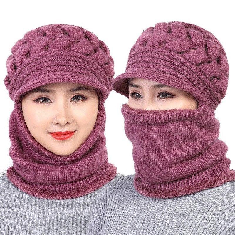 New Winter Balaclava Beanies Mother Hat Women Warm Thick Skellies Riding Outdoor Hats Gorgas Stripes Beanie Cap Mask Scarf Hat Set Outdoor Sport Warm Beanies Hat For Men Knitted Hats Bandana Hiking Camping Kid Neck Warmer Cap