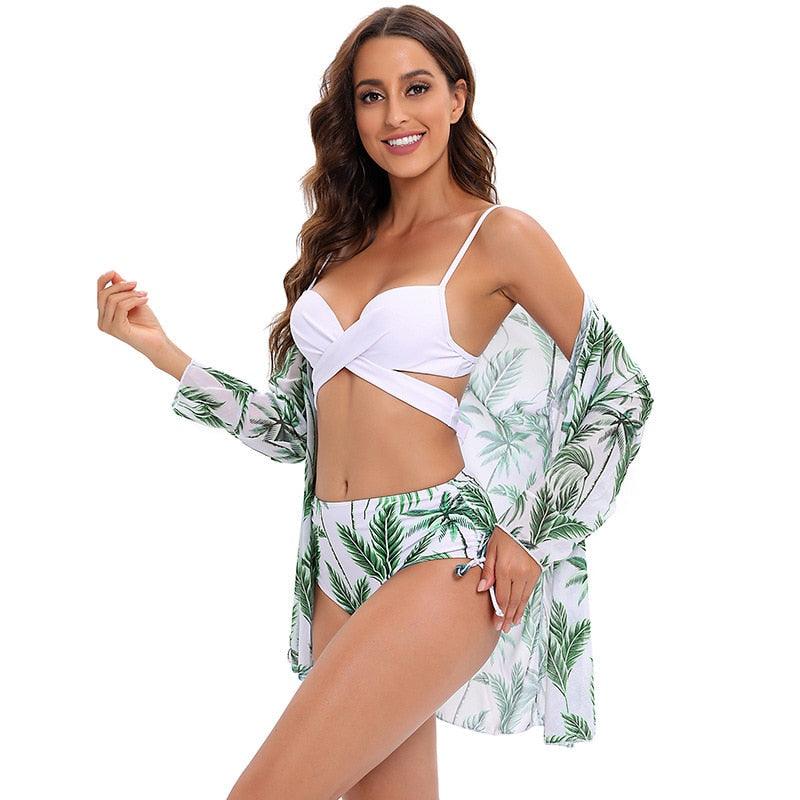 Bikini Women Push Up Swimsuit 3 Piece Bikini Set With Cover Up Women's Fashion 3 Piece Tie Dye Top Bikini Set Swimsuit Cover Up Skirt Swimwear Push Up Bather Swim Wear