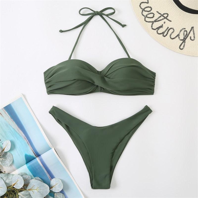 Bikini Push Up Swimwear  Bikini Set Pink Swimwear Women Micro Swimsuit Female Bandage Bikini Beach Wear Swimming Two-Piece Swimsuit Summer Swimsuit for Women