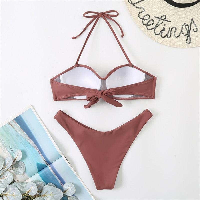 Bikini Push Up Swimwear  Bikini Set Pink Swimwear Women Micro Swimsuit Female Bandage Bikini Beach Wear Swimming Two-Piece Swimsuit Summer Swimsuit for Women