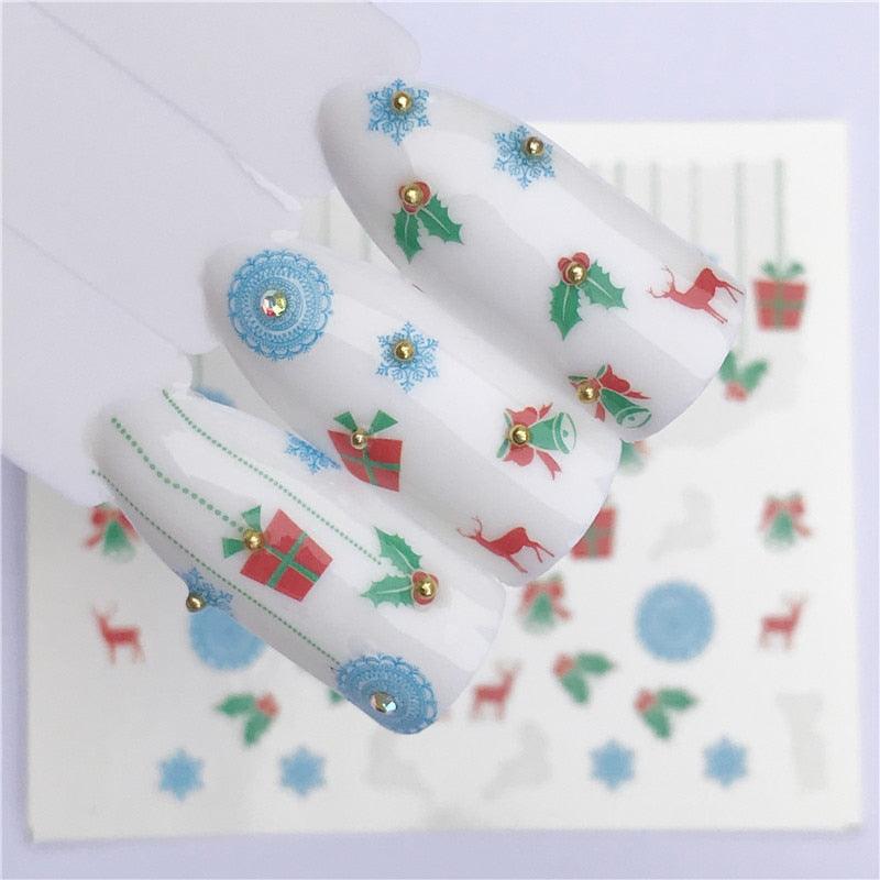 New Christmas Water Decal Nail Art Nail sticker New Year Slider Tattoo Full Cover Santa Claus Snowman Designs Xmas Decals 3D Wave Design Decoration for Women Girls Tape Nail Art Stickers Decal Decoration  Nail Art Accessories Decoration Decal