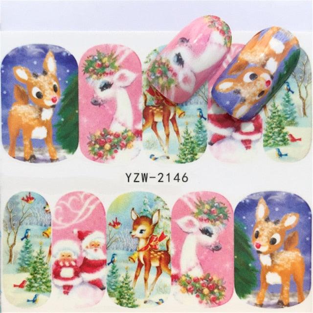 New Christmas Water Decal Nail Art Nail sticker New Year Slider Tattoo Full Cover Santa Claus Snowman Designs Xmas Decals 3D Wave Design Decoration for Women Girls Tape Nail Art Stickers Decal Decoration  Nail Art Accessories Decoration Decal