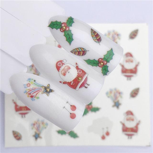 New Christmas Water Decal Nail Art Nail sticker New Year Slider Tattoo Full Cover Santa Claus Snowman Designs Xmas Decals 3D Wave Design Decoration for Women Girls Tape Nail Art Stickers Decal Decoration  Nail Art Accessories Decoration Decal